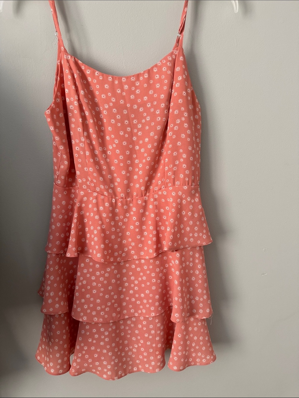 Forever 21 Pink Coral Dress with White Daisy Flower Print